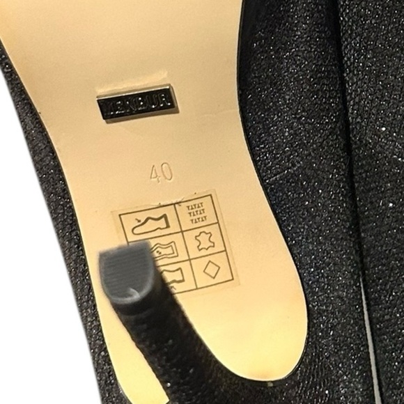 NWOT MENBUR Extravagante Black Glitter Back Bows Heels Stilettos EU40 US9-9.5 - Picture 10 of 10